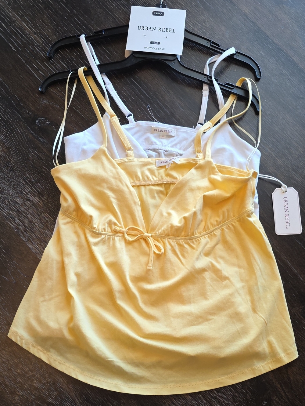 Urban Rebel Yellow & White Tie-Front Camisole 2-Pack